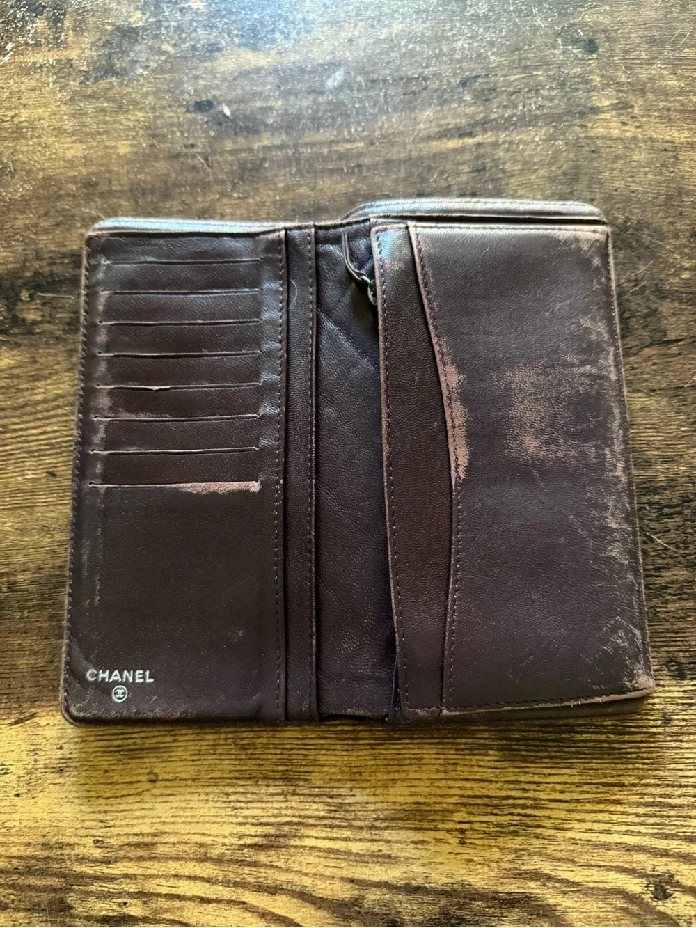 CHANEL Black Quilted Open Flap Wallet